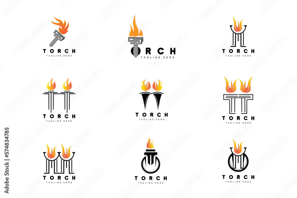 Torch Logo, Fire Design, Letter Logo, Product Brand Icon Torch Logo, Fire Design, Letter Logo, Product Brand Icon