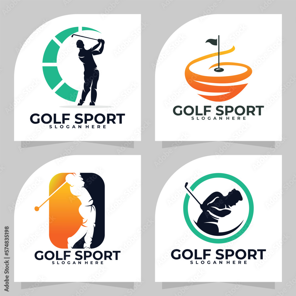 set of golf sport logo vector design template