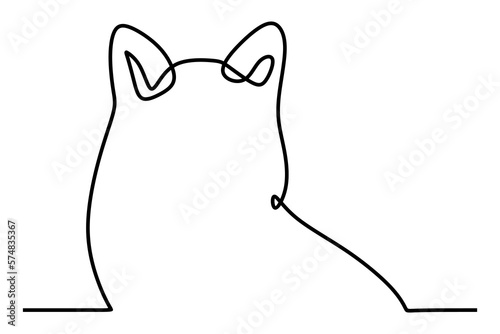 continuous line drawing of happy puppy dog smiling