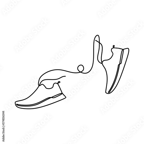 continuous line drawing of fitness sneakers shoes for training