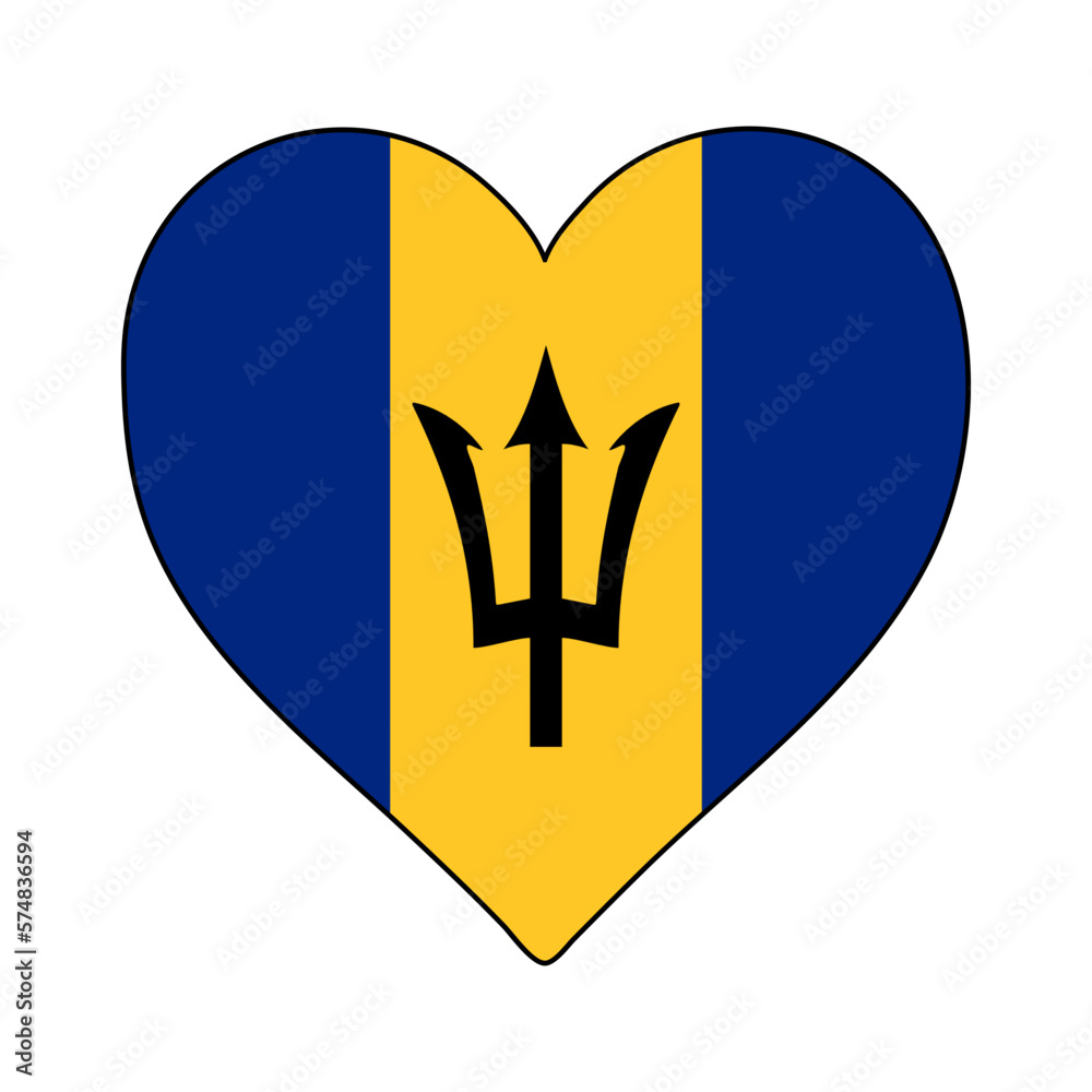 Barbados Heart Shape Flag. Love Barbados. Visit Barbados. Caribbean. Latin America. Vector Illustration Graphic Design. Barbados Heart Shape Flag. Love Barbados. Visit Barbados. Caribbean. Latin America. Vector Illustration Graphic Design.