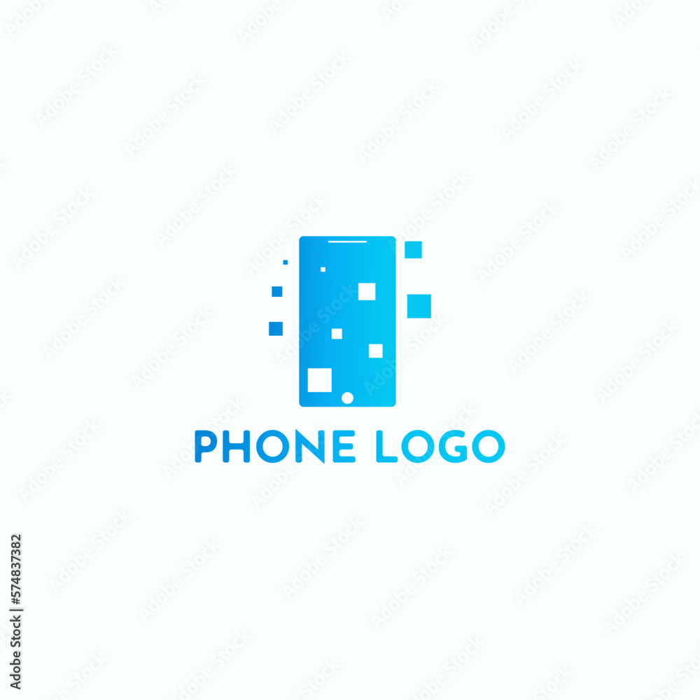 Phone logo with added pixel shapes. Phone logo with added pixel shapes.