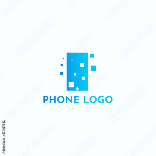 Phone logo with added pixel shapes.