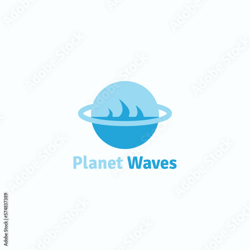 Combined logo of planet saturn and ocean waves.