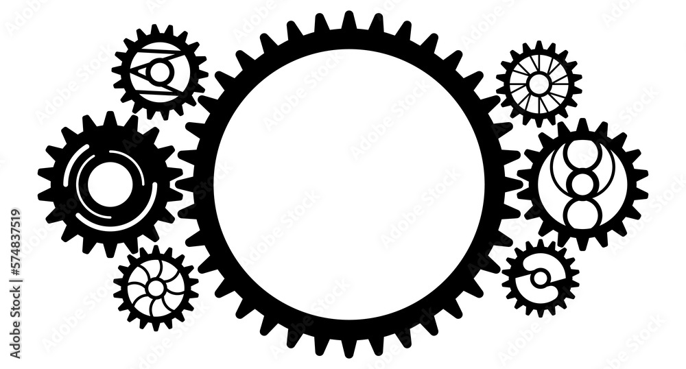Cute gear system with modern style isolated with different size Cute gear system with modern style isolated with different size