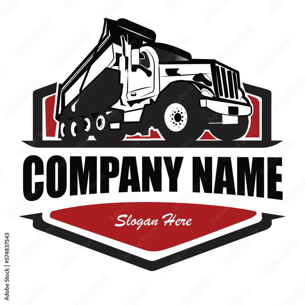 Dump truck company badge logo semi truck logo ready made logo template ...