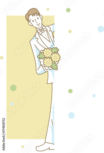 サイドから覗く花婿姿の男性