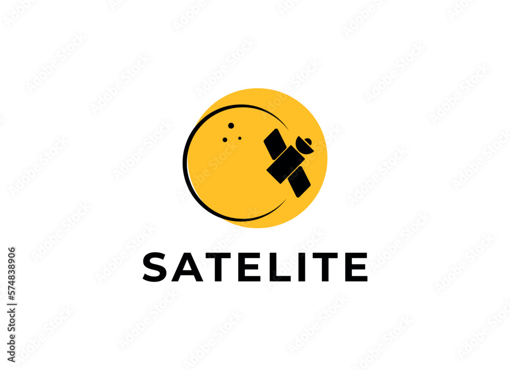 The satellite in the space vector flat design illustration. Good concept for business connected. Logo design. The satellite in the space vector flat design illustration. Good concept for business connected. Logo design.