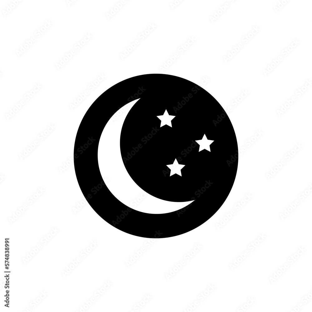 Month star black circle. Vector illustration. Month star black circle. Vector illustration.