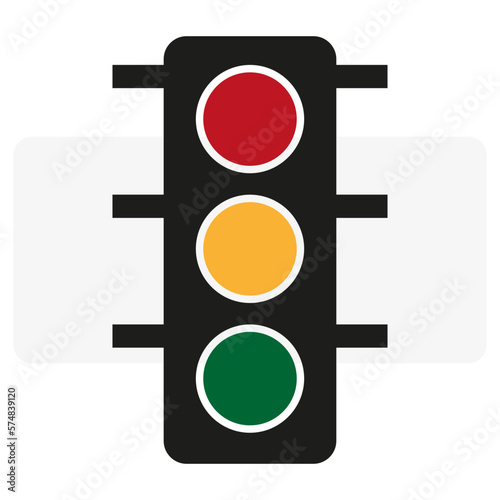 Flat image with traffic lights. Sign forbidden. Vector illustration.