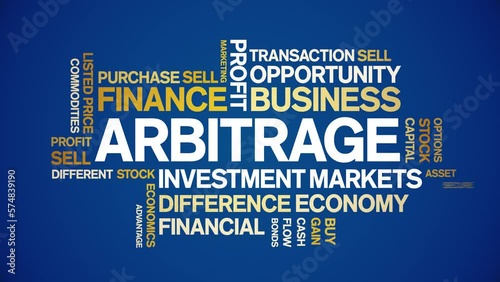 Arbitrage animated tag word cloud;text design animation kinetic typography seamless loop. photo