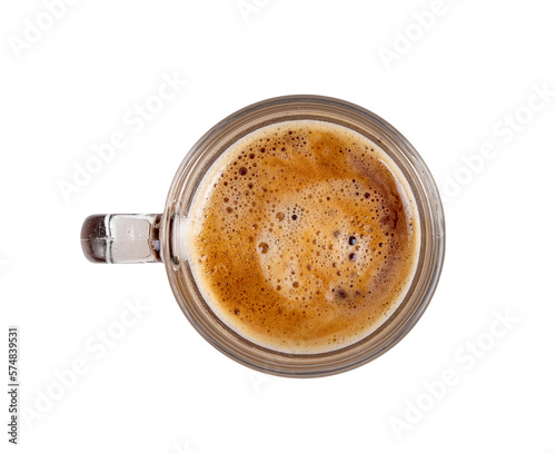 Black coffee in glass cup on transparent png