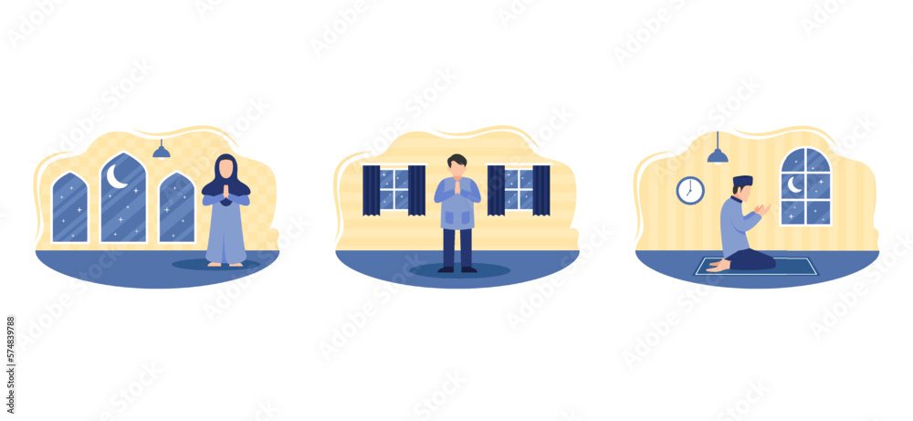 Naklejka premium Ramadan Flat Bundle Design Illustration