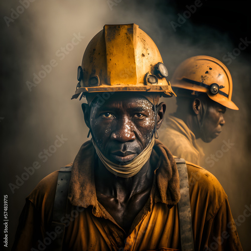 Portait of a golden mine worker made with Generative AI