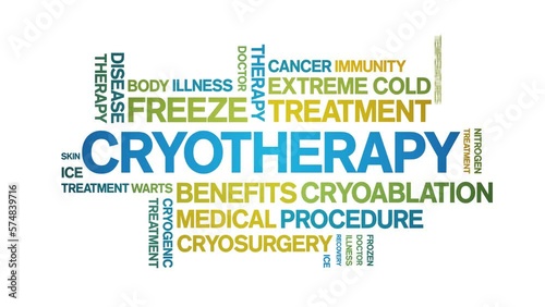 Cryotherapy animated tag word cloud;text design animation kinetic typography seamless loop. photo