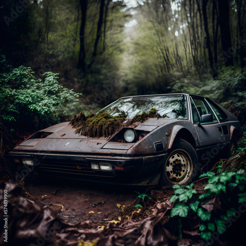 Abandoned Ferrari 308 GTS in the woods