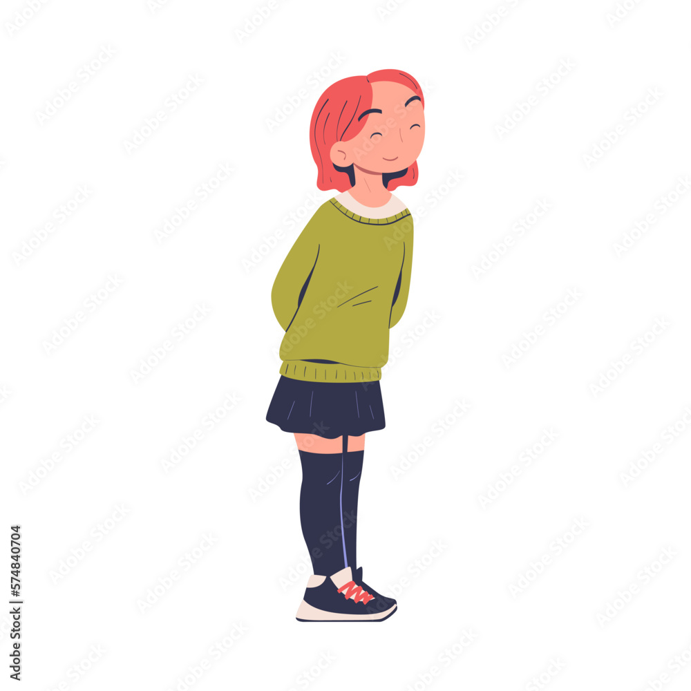Teenage schoolgirl in casual outfit cartoon vector illustration Teenage schoolgirl in casual outfit cartoon vector illustration