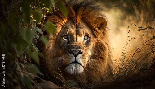 Beautiful Artistic Designer Cinematic Portrait of a Lion Animal in its Natural Habitat  Celebrating Cute Creatures  Wildlife  Biology  Nature  and Biodiversity  generative AI