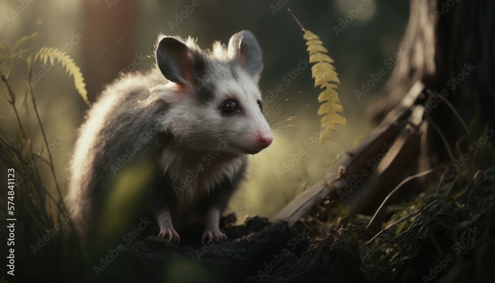 Beautiful Artistic Designer Cinematic Portrait of a Possum Animal in its Natural Habitat: Celebrating Cute Creatures, Wildlife, Biology, Nature, and Biodiversity (generative AI Beautiful Artistic Designer Cinematic Portrait of a Possum Animal in its Natural Habitat: Celebrating Cute Creatures, Wildlife, Biology, Nature, and Biodiversity (generative AI