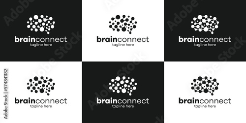 logo design set brain and connection icon vector illustration inspiration