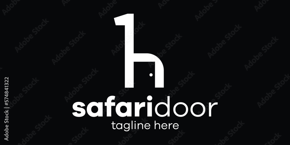 logo design giraffe and house door icon vector illustration