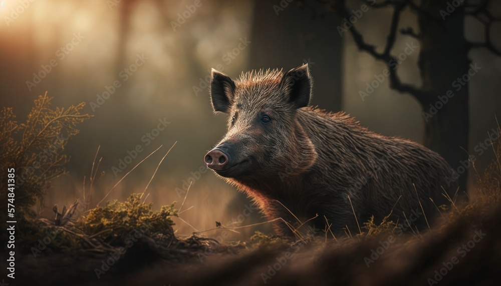 Beautiful Artistic Designer Cinematic Portrait of a Wild Boar Animal in its Natural Habitat: Celebrating Cute Creatures, Wildlife, Biology, Nature, and Biodiversity (generative AI Beautiful Artistic Designer Cinematic Portrait of a Wild Boar Animal in its Natural Habitat: Celebrating Cute Creatures, Wildlife, Biology, Nature, and Biodiversity (generative AI