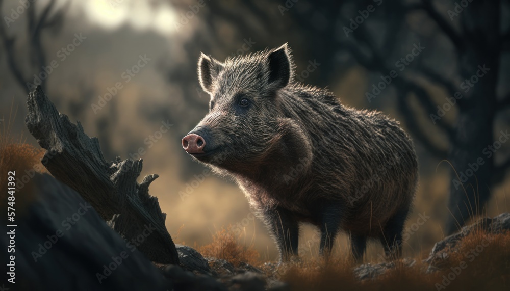 Beautiful Artistic Designer Cinematic Portrait of a Wild Boar Animal in its Natural Habitat: Celebrating Cute Creatures, Wildlife, Biology, Nature, and Biodiversity (generative AI Beautiful Artistic Designer Cinematic Portrait of a Wild Boar Animal in its Natural Habitat: Celebrating Cute Creatures, Wildlife, Biology, Nature, and Biodiversity (generative AI
