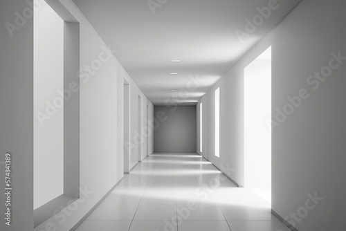 White corridor background. Generative AI
