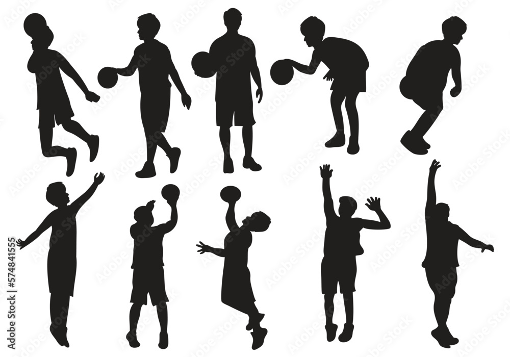 Vector set of Basketball player silhouettes, Basketball Bundle silhouettes

