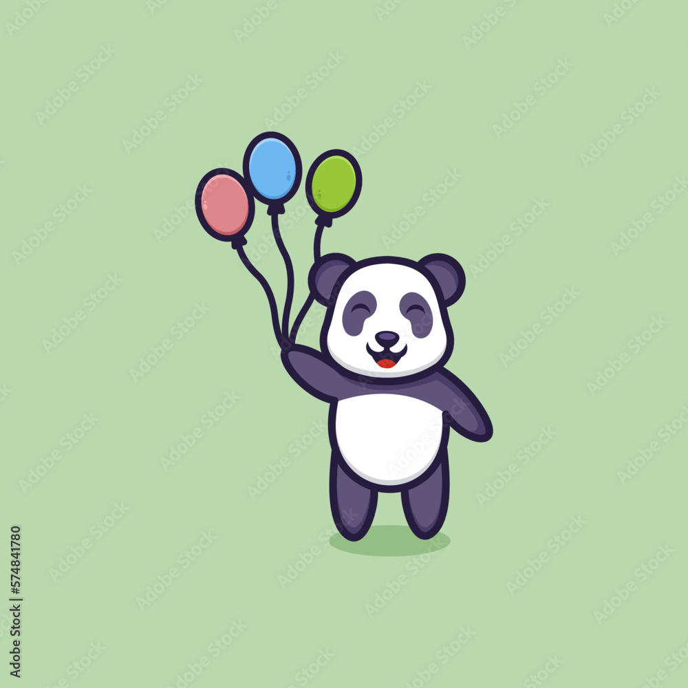 Happy Cute Panda Logo