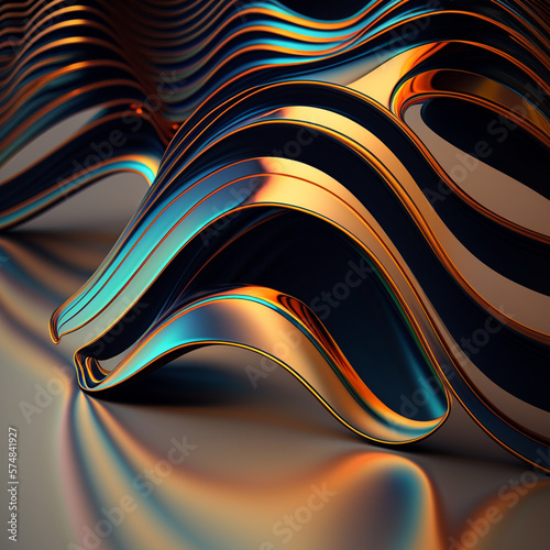 Abstract Irridescent lines 3d render photo