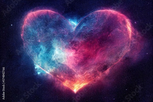 Canvastavla Heart Shape Nebula Valentine Love Galaxy Space Universe Astronomy Cosmos Generat