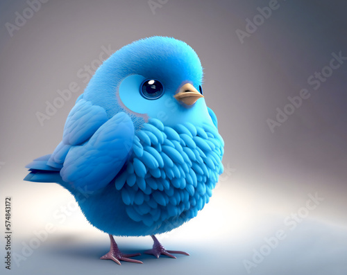 Realistic cute blue twitter bird, made with generative ai