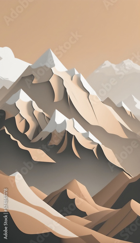 Neutral color of moutain background. Illustration graphic design, made with generative ai