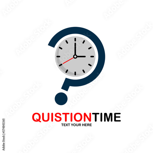 Question time vector logo design. Suitable for business, web, schedule, question mark