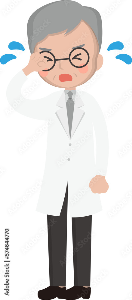 Male doctor or nurse, body movements and expressions of disappointment and crying Male doctor or nurse, body movements and expressions of disappointment and crying