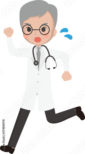 Photography Male doctor or paramedic emergency, panicked running
