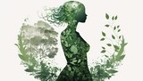 Nature, early woman, silhouette, beautiful lady, one with the world, gaia - generative ai