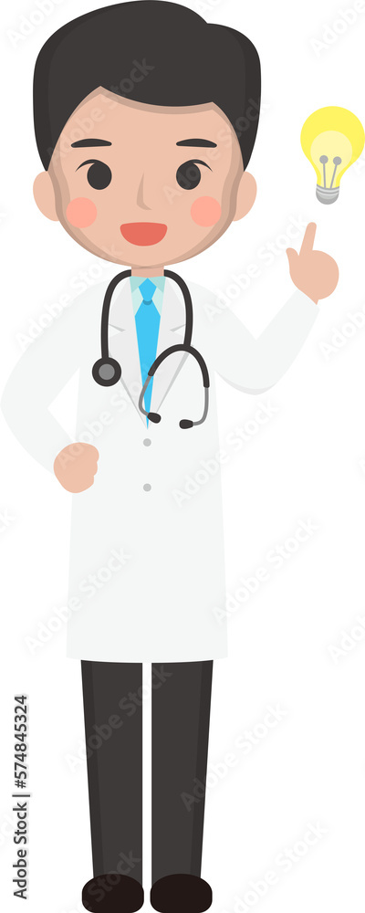 Male doctor or paramedic with light bulb, pondering and ideas and inspiration Male doctor or paramedic with light bulb, pondering and ideas and inspiration