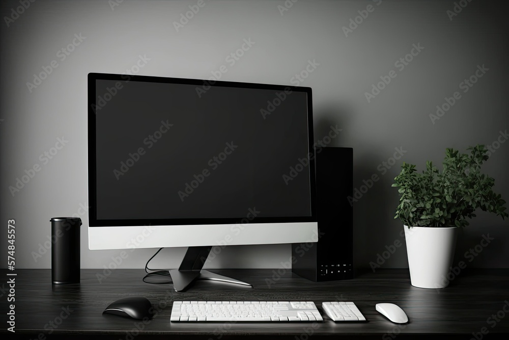 White screen black desktop. Generative AI White screen black desktop. Generative AI