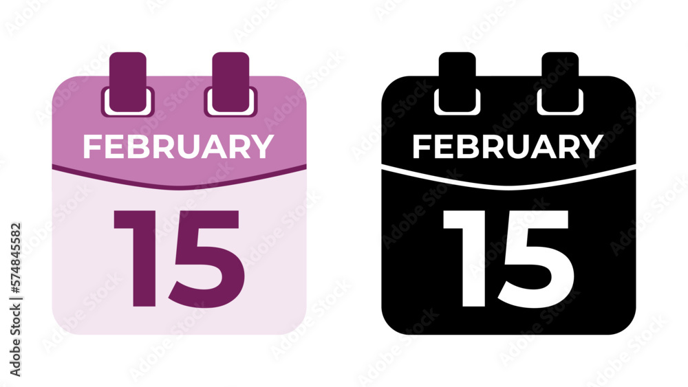 February 15 flat daily spiral calendar icon date vector image in matching color scheme. Suitable and perfect for design material, such as event or reminder. The best editable graphic resources. February 15 flat daily spiral calendar icon date vector image in matching color scheme. Suitable and perfect for design material, such as event or reminder. The best editable graphic resources.