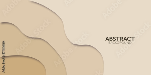 Beige paper cut rounded shapes, abstract background in modern papercut style for decor element or template.