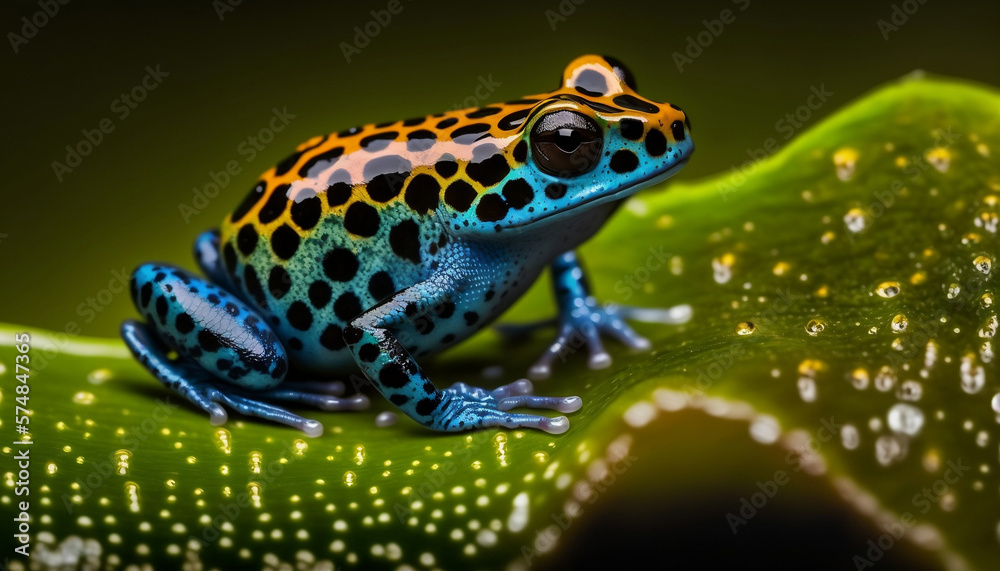 Obraz premium Amazing close up of a frog on a leaf generative ai