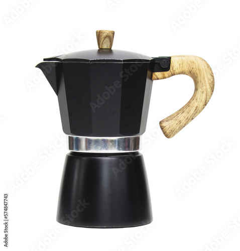 Moka pot italian coffee maker. File PNG.