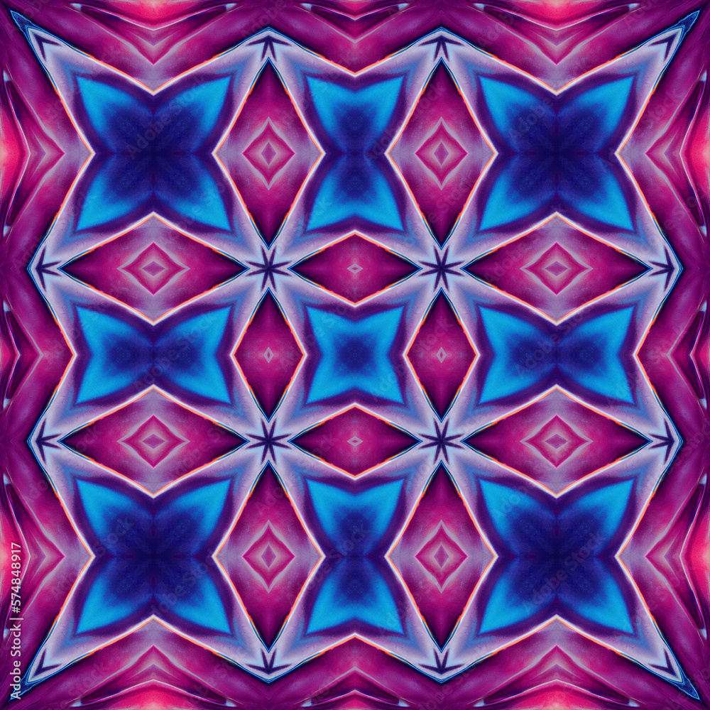 Geometric seamless repeating pattern of squares, star, cross in indigo, blue, purple, and soft pastel color. Geometric seamless repeating pattern of squares, star, cross in indigo, blue, purple, and soft pastel color.