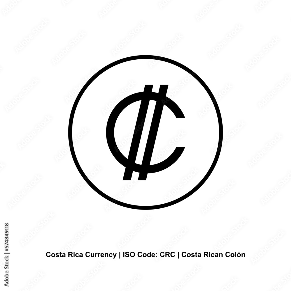 Costa Rica Currency Symbol, Costa Rican Colón Icon, CRC Sign. Vector Illustration Costa Rica Currency Symbol, Costa Rican Colón Icon, CRC Sign. Vector Illustration