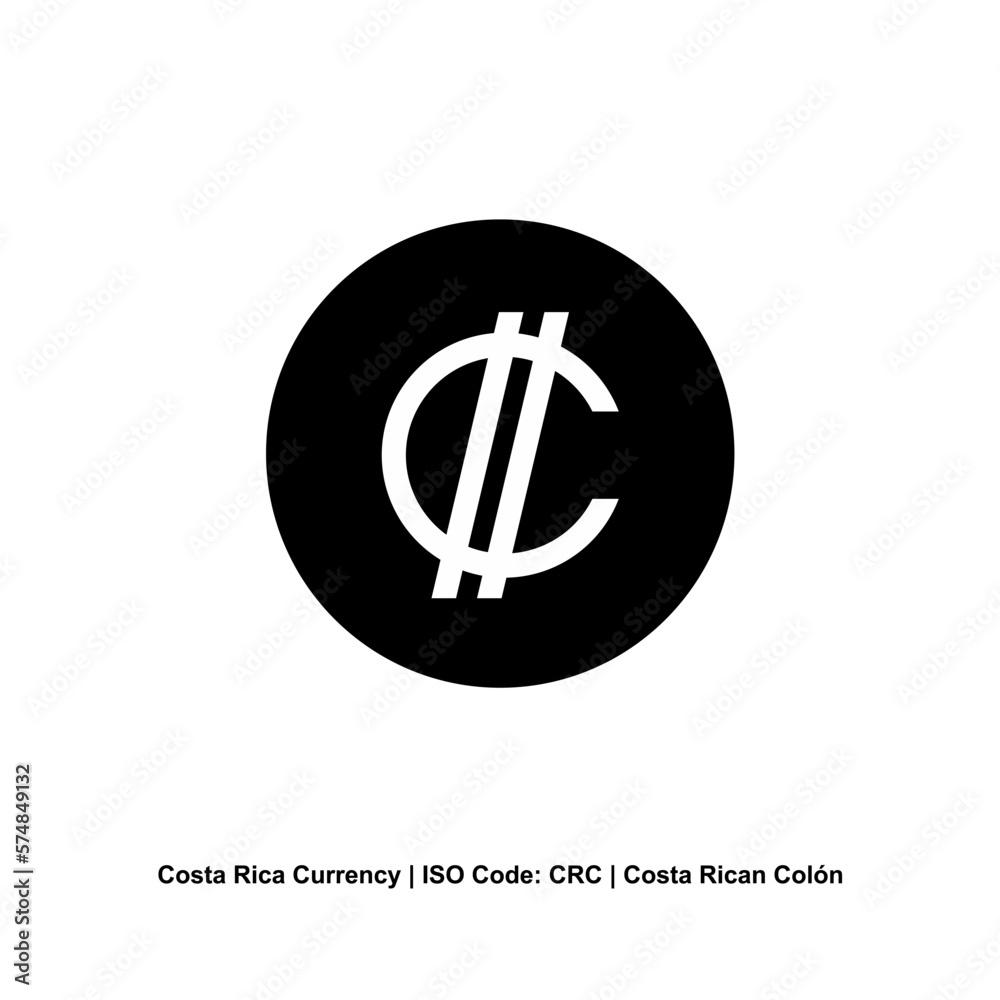 Costa Rica Currency Symbol, Costa Rican Colón Icon, CRC Sign. Vector Illustration Costa Rica Currency Symbol, Costa Rican Colón Icon, CRC Sign. Vector Illustration