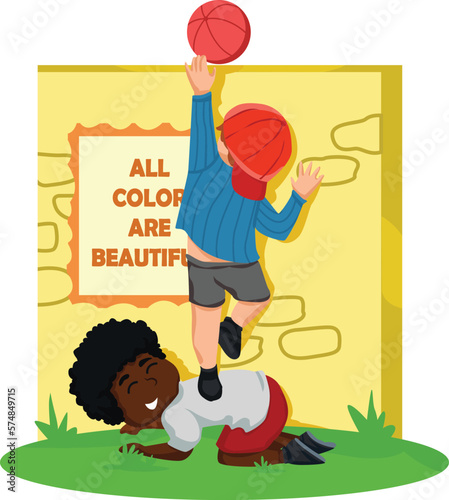 Black Lives Matter, BLM, No Racism, Statement. Young African Americans: man and woman against racism. Black citizens are fighting for equality. 