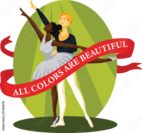 Black Lives Matter, BLM, No Racism, Statement. Young African Americans: man and woman against racism. Black citizens are fighting for equality. 