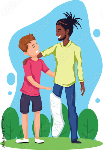 Black Lives Matter, BLM, No Racism, Statement. Young African Americans: man and woman against racism. Black citizens are fighting for equality. 